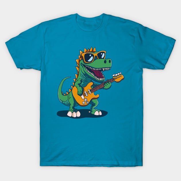 Dino Groove: Electric Guitar Jam T-Shirt by WorldDinosaurs